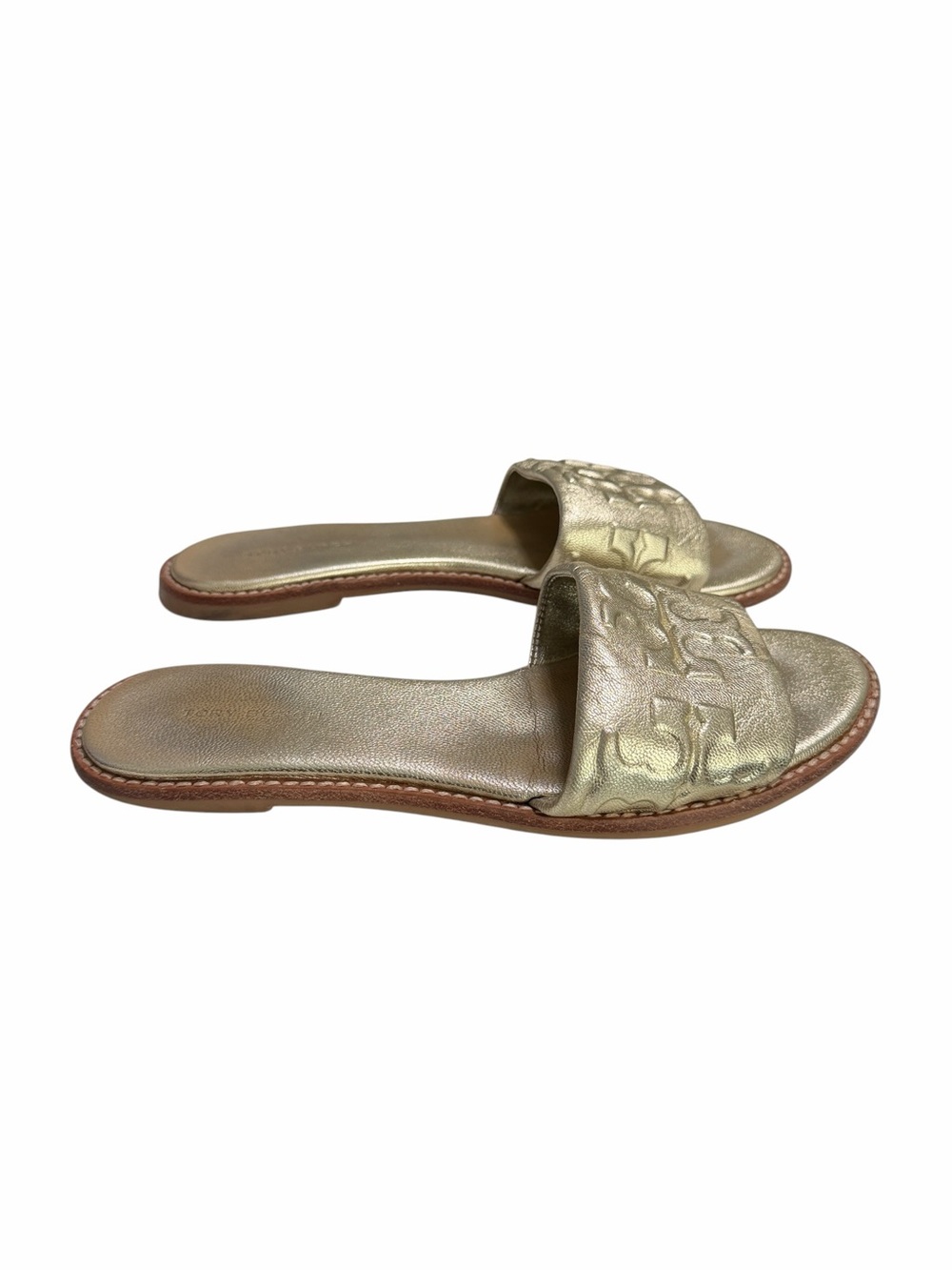 Tory Burch Metallic Gold Everly Slide Sandals Size 7